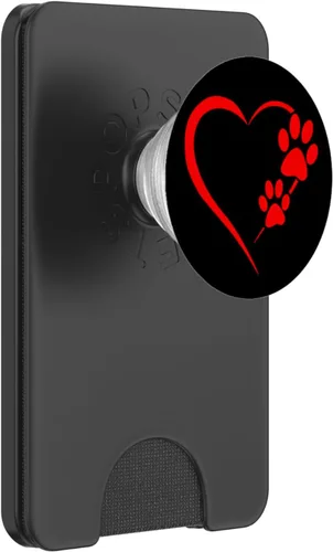 Vista 7 de Pata de perro con diseño de corazón rojo con diseño de pata de perro, color negro