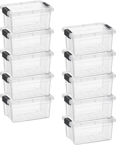 Vista 34 de Superio Caja de almacenamiento transparente con tapa, contenedores de plástico de 2.3 cuartos para organizar, cajas apilables, sin BPA, no tóxico