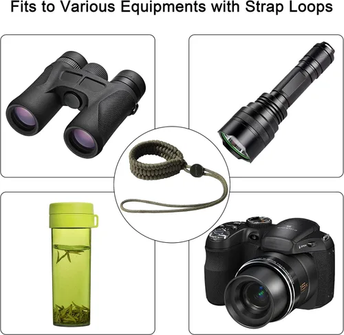 Vista 4 de Cordón de muñeca – Correa de mano ajustable para cámara de paracaídas universal para DSLR, cámara sin espejo, videocámara Verde militar