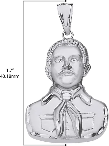 Vista 3 de .925 Sterling Silver Jesus Malverde Portrait Pendant - Choose Pendant Only or Necklace with 16-22 Chain