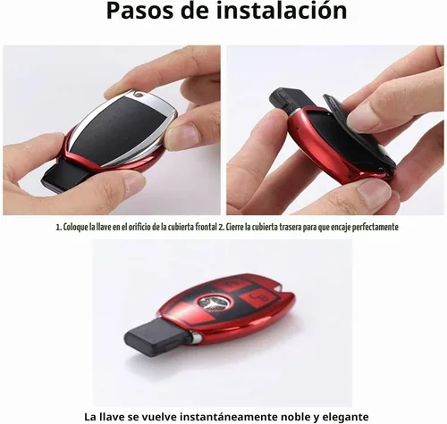 Vista 5 de Creativity Funda para llave de Mercedes Benz. Hermosa funda de TPU compatible con CLS CLK AMG ML C CL E S SL SLK G GLC GLE GLS M R Smart Remote Key