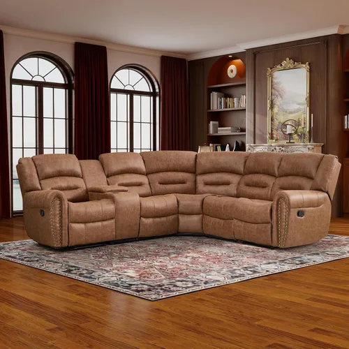 Vista 12 de EBELLO Silla reclinable manual de cuero sintético, silla reclinable individual clásica con cómodo apoyabrazos y respaldo, mueble para sala de estar