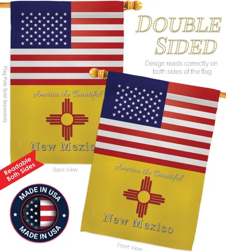 Vista 3 de Americana Home & Garden US New Mexico House Flag 2 pcs Pack Regional States American Territories Republic Country Particular Area Decoration Banner