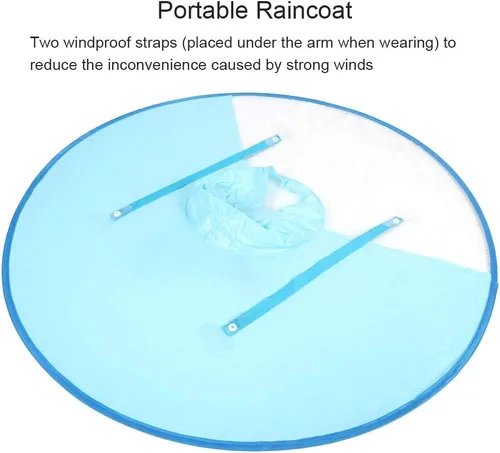 Vista 5 de Fydun S Foldable Raincoat Portable Reusable Hooded Waterproof Umbrella Hat Raincoat Light Blue Wide Range of Uses (Light Blue)