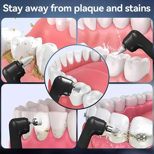 Vista 7 de Pulidor de dientes recargable, pulidor de dientes con 5 cabezales de repuesto y modos de limpieza, recargable por USB, impermeable IPx6, removedor