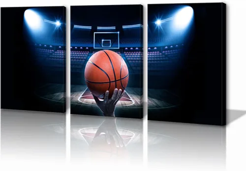 Vista 15 de Arte de lienzo para pared, silueta de partículas de baloncesto, póster de deportes, impresiones artísticas, pintura, cuadros enmarcados, obra