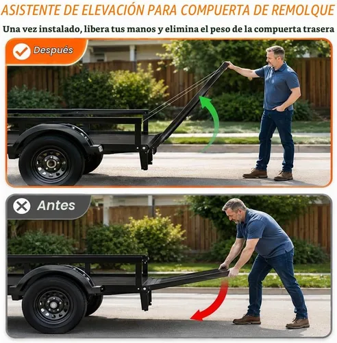 Vista 2 de G-PLUS 2 Sided Trailer Tailgate Liftgate Ramp Lift Assist Syste Black