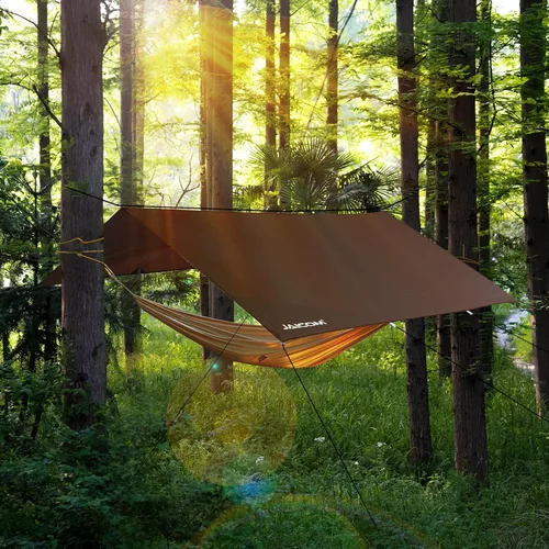 Vista 6 de JAICOM Lona Impermeable para Acampar - Toldo para Lluvia de Hamaca de 10X10 pies, Ultraligera y Portátil con Protección UV, Lona para Mochilero