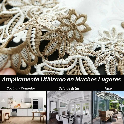 Vista 6 de Sandweek Camino de mesa de macramé para fiesta, camino de mesa de 70 pulgadas, encaje floral, rectangular, bufanda, decoración de mesa de boda