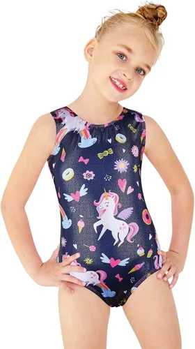 Vista 2 de Leotardo de gimnasia para niñas, con espalda hueca, de una pieza, con diamantes brillantes, para ballet, para niñas, leotardo