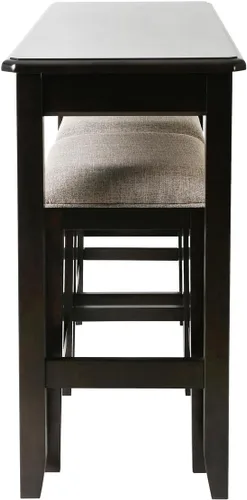 Vista 7 de New Ridge Home Goods Mesa de sofá tradicional de madera con dos taburetes en espresso