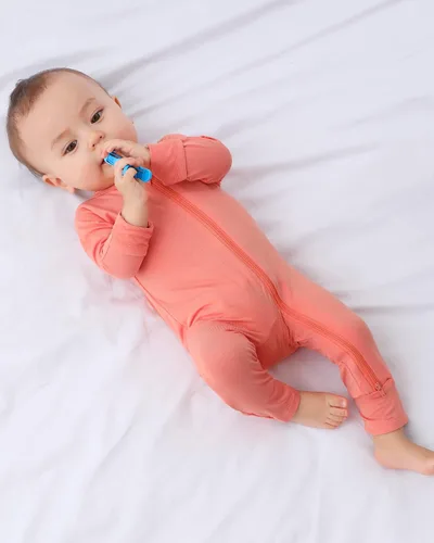 Vista 6 de GUISBY Mameluco sin pies para bebé, pijama de rayón con cremallera de 2 vías con manga larga