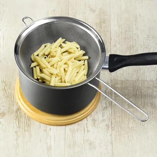 Vista 3 de YBM HOME Colador de malla fina de acero inoxidable con mango para enjuagar granos, frijoles y frutas de arroz, 2.5 pulgadas