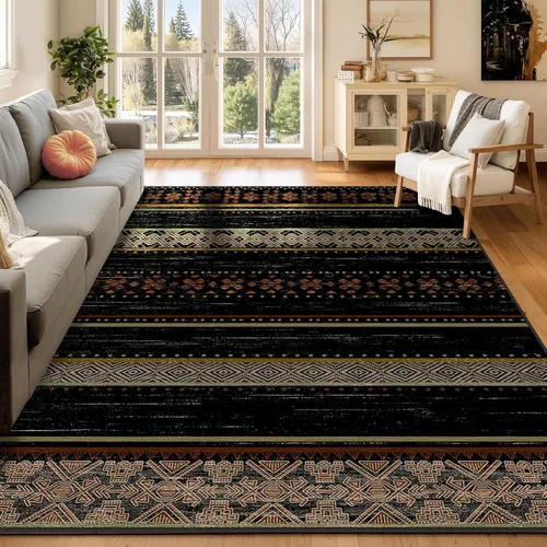 Vista 41 de BESTSWEETIE Alfombras de área de 2 x 3 pies para sala de estar, lavables, marroquíes, rústicas, geométricas neutrales, de pelo bajo