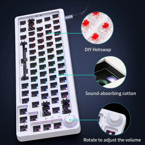 Vista 4 de La caja de conexiones programable intercambiable en caliente GK68 RGB se puede reemplazar con el kit de teclado mecánico de bricolaje compatible