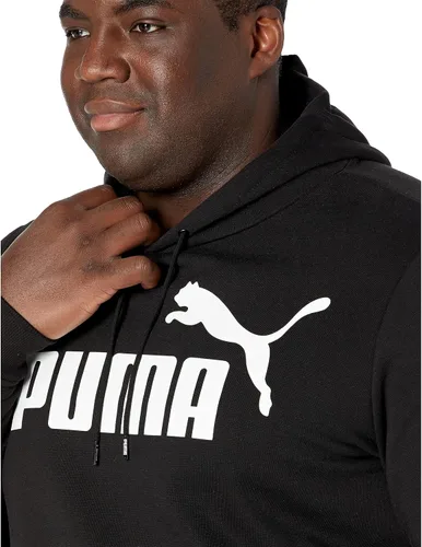 Vista 3 de PUMA Sudadera con capucha de forro polar con logotipo grande para hombre, Negro