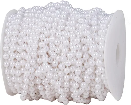 Vista 18 de Guirnalda de cuentas de perlas sintéticas para manualidades de 4mm rollo de hebra de perlas para decorar centros de mesa florales favor de fiesta