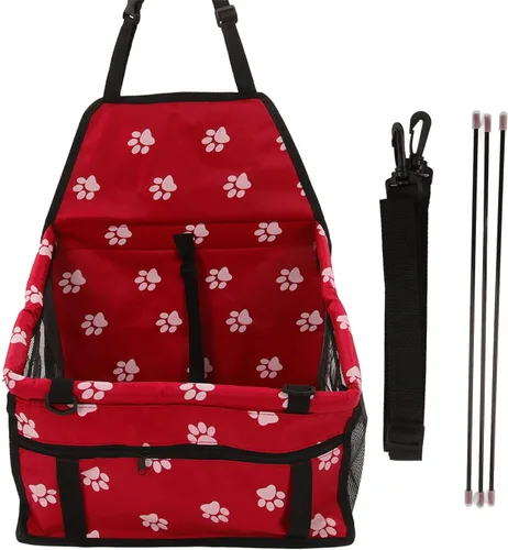 Vista 6 de Drfeify Asiento de coche para perro rojo transpirable, reforzador de reposabrazos, portátil, impermeable, fácil de limpiar