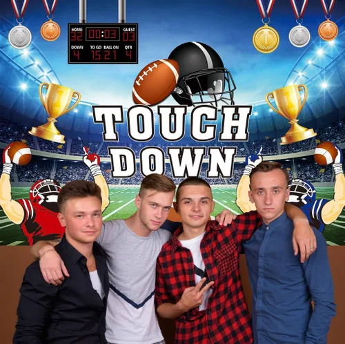 Vista 4 de Football Party Backdrop Touch Down Sports Match Medal Trophy Football Field Photography Background Kids Adults Boys Football Sports Themed Birthday