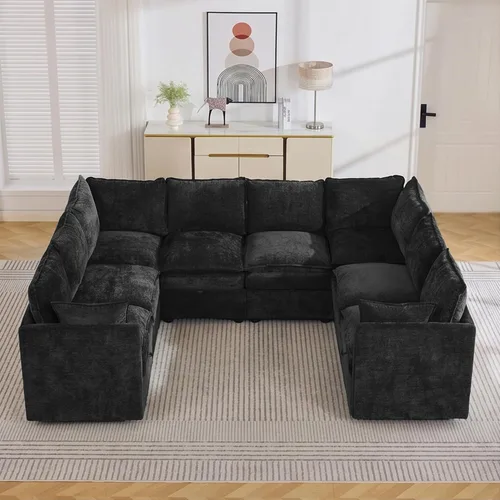 Vista 116 de Otomana cuadrada grande de 27 pulgadas con almacenamiento, reposapiés tapizado moderno con patas antideslizantes para sofá, mesa de café, sala