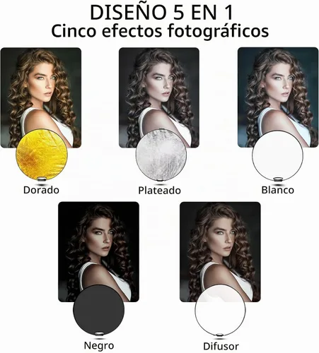 Vista 4 de Reflector con asa para fotografía, foto iluminación de estudio e iluminación para exteriores, 5 en 1. Selens. with Carrying Case, 5 in 1 Handle