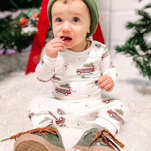 Vista 2 de Ropa de Navidad de manga larga con cuello redondo y pantalones lindos para invierno