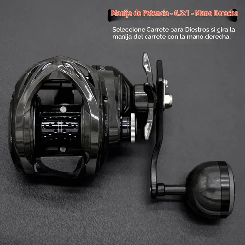 Vista 2 de Carrete de pesca de carbono 300 Baitcasting, carretes de cebo de alta capacidad de línea, relación de engranajes 6.3:1, rodamientos de bolas