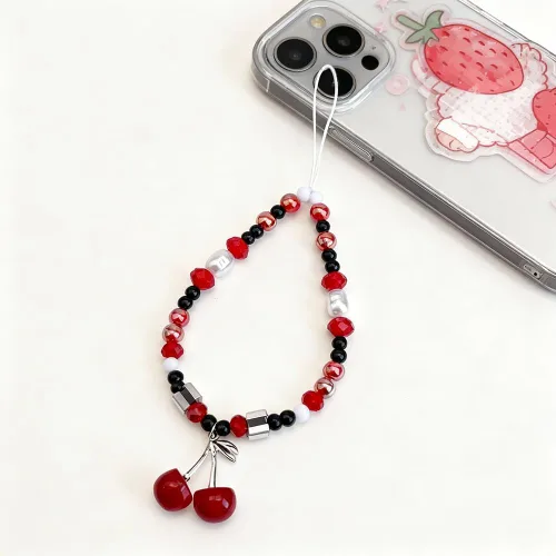 Vista 6 de Correa de pulsera con cuentas para teléfono, cordón universal para teléfono celular, para cámara, cartera, mochila, monedero