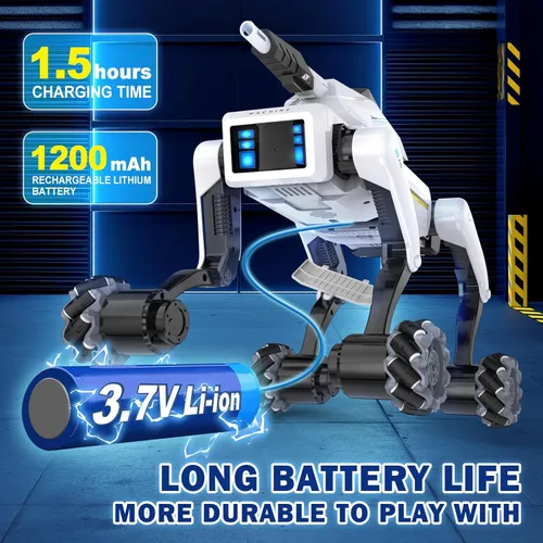Vista 4 de Kit de perro robot 3 en 1 con ruedas, más de 30 acciones biónicas, voz y control remoto, movimientos programables, batería recargable, juguete