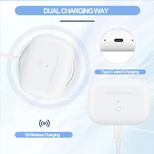 Vista 8 de Funda de carga USB-C para AirPods Pro y Pro2, compatible con AirPod Pro y Pro2 de repuesto, batería integrada de 450 mAh con botón de sincronización