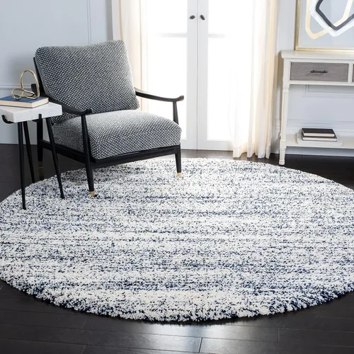 Vista 35 de SAFAVIEH Hudson Shag Collection - Alfombra decorativa de 2 x 3 pies, color marfil y azul marino, no desprende pelusa y de fácil cuidado, 2 pulgadas