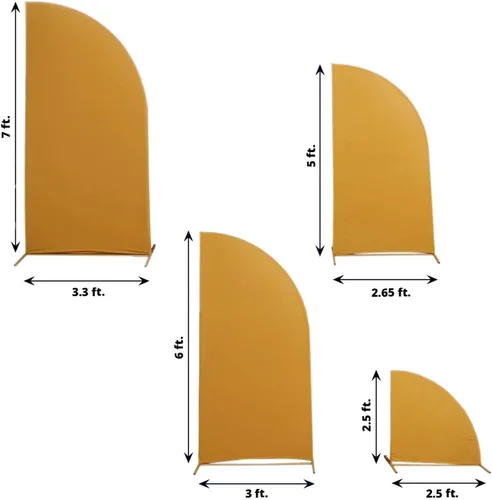 Vista 33 de Efavormart - Juego de 4 fundas de elastano beige para arco de media luna, fundas de telón de fondo Chiara de 2.5 pies a 7 pies para escenarios