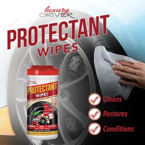 Vista 2 de Toallitas protectoras de limpieza interior para salpicadero de neumáticos para brillo y vinilo protector de plástico para limpieza de salpicaderos