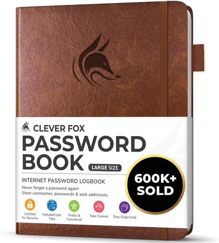 Vista 42 de Clever Fox Libro de contraseñas con pestañas alfabéticas, 4"x5.5" Keeper