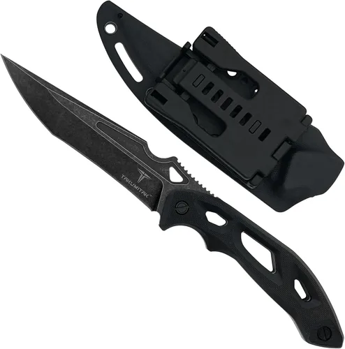 Vista 7 de TAKUMITAK Cuchillo de hoja fija Hunting & Survival - Acero D2, mango G10, funda Kydex, clip Molle, plata (TKF209SL)