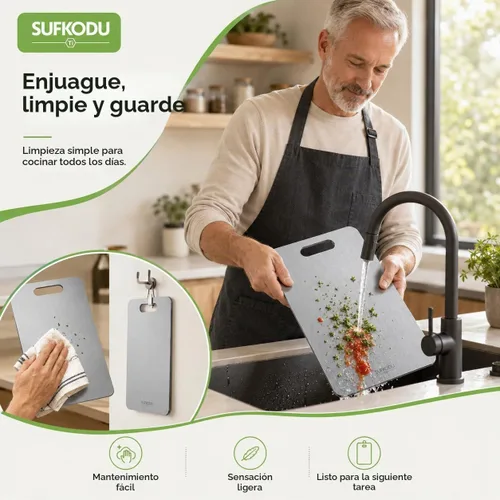 Vista 6 de Juego de tablas de cortar de titanio de 3 piezas, tablas de cortar de titanio para cocina, 100% tablas de cortar de titanio de doble cara, áreas