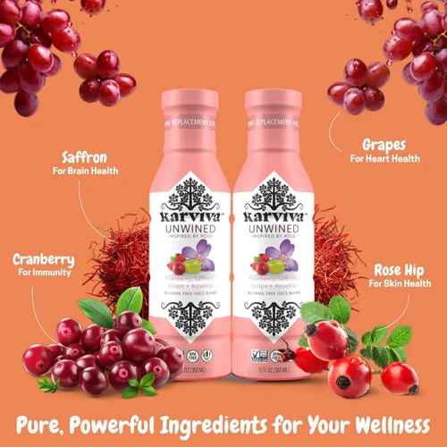 Vista 4 de Karviva Alternativa al vino rosado sin vino sin alcohol – Bajo en azúcar, orgánico, mezcla de hierbas para relajación, equilibrio hormonal y salud