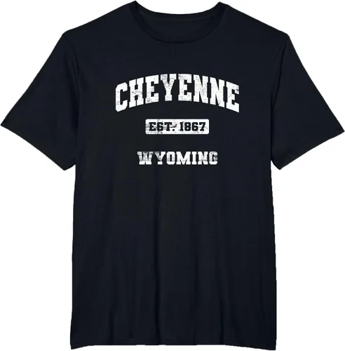 Vista 35 de Cheyenne Wyoming WY vintage state Camiseta de estilo atlético, Negro