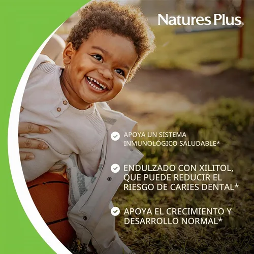Vista 4 de NaturesPlus Animal Parade Gold Multivitamínico Masticables para niños, sabor a cereza, 60 tabletas masticables en forma de animal, con vitamina D3