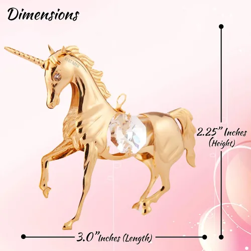 Vista 3 de Matashi Adorno de unicornio chapado en oro de 24 quilates, decoración para el hogar, oficina, regalo único para el día de la madre, día de San