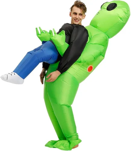 Vista 2 de Hacosoon Disfraz inflable de alienígena para adultos, disfraces inflables de Halloween para hombres y mujeres, disfraces divertidos