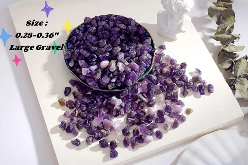 Vista 8 de Paquete de 8.82 onzas de fluorita y 8.82 onzas de cristales de amatista, grava, para acuario, piedras rodadas, piedras trituradas, piezas de cuarzo