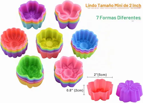 Vista 3 de Vasos de silicona reutilizables para hornear, forros de silicona de tamaño mini de 2 pulgadas para hornear, forros reutilizables para muffins