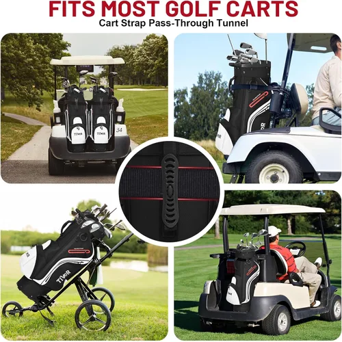 Vista 5 de TIVOR 2026 T-Lock Golf Cart Bag-14-Way Full-Length Dividers,9 Pockets, Easy-Access Handle & Ergonomic Straps Perfect for Cart & Walking, Includes