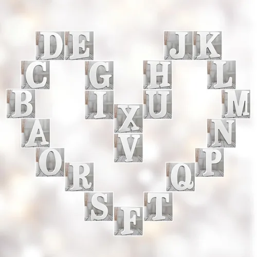 Vista 6 de AOCEAN Letras de madera blanca de 8 pulgadas, letras de madera sin terminar para pared, letras decorativas de pie en rodajas, decoración de tablero