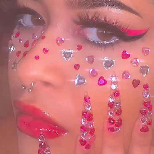 Vista 5 de 436 calcomanías de diamantes de imitación de corazón, gemas de corazón acrílicas, calcomanías de cristal con parte trasera plana para cuerpo