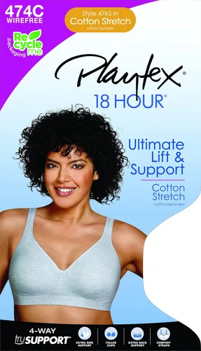 Vista 4 de Playtex Brasier de 18 horas Ultimate Lift inalámbrico de algodón elástico de cobertura completa para mujer