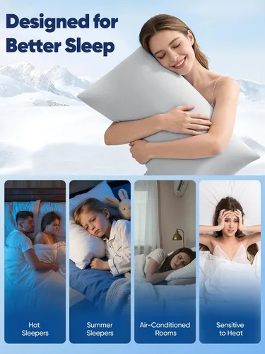 Vista 5 de Avolare Fundas de almohada de enfriamiento, paquete de 2 Arc-Chill Q-max>0.5 Funda de almohada tamaño King para verano, protector de almohada