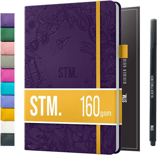 Vista 34 de Cuaderno de cuadrícula de puntos con viñetas Cuadernos diarios A5 para escritura personal, trabajo, mujeres papel grueso de 120gsm, tapa dura