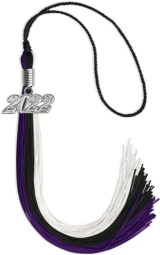 Vista 156 de Endea Graduation Borla de triple color con gota de fecha plateada (negro/dorado/granate, 2020)